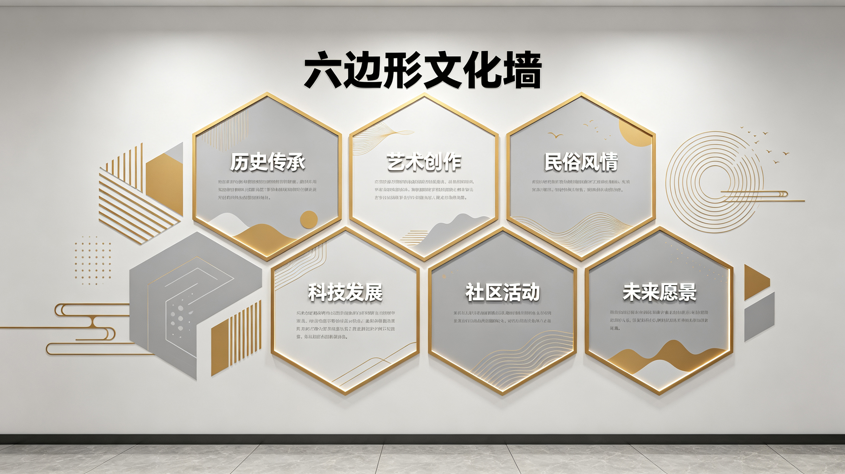 西华企业文化墙 | 六边形信息美学